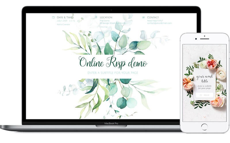 Beautiful RSVP website on desktop & mobile