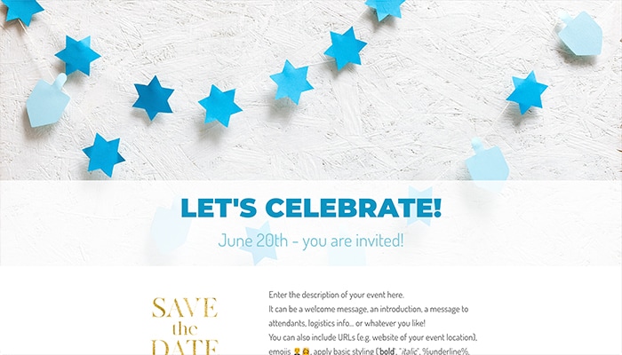 Pretty blue stars guarland for your RSVP website