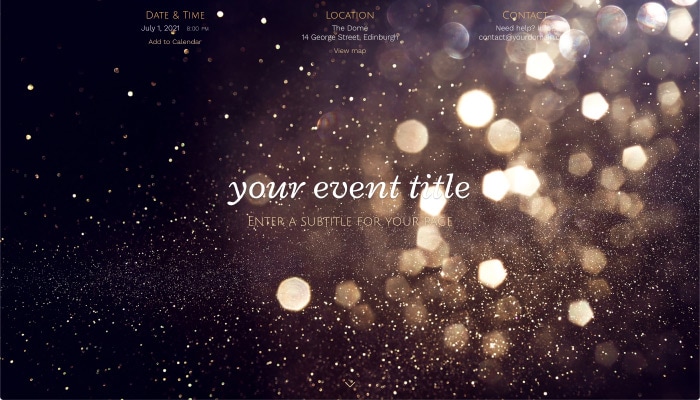 Gold glitter theme, sparkling & fun!