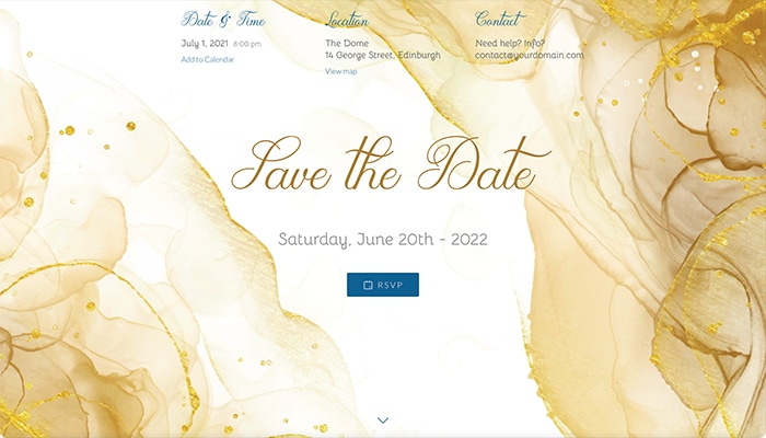 Beautiful watercolor RSVP template in Gold