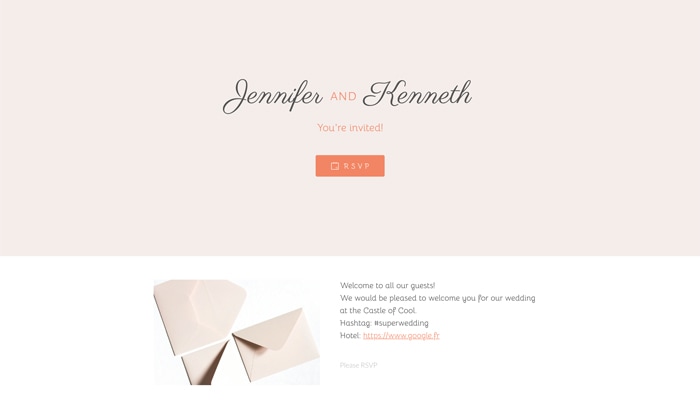 Simple theme with Event info on plain beige background