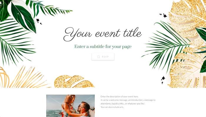 Gold & Green design with pretty tropical leaves