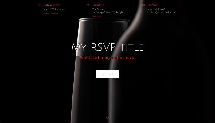 A wine-themed RSVP website for your event
