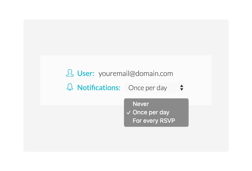 Receive e-mail alerts when your guests RSVP to your event